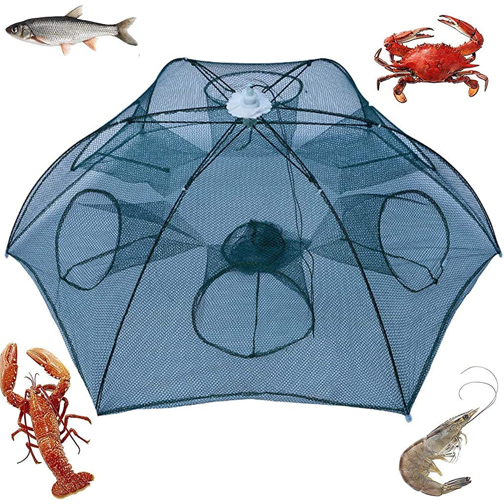 Proberos  Cast Mesh Automatic Light Upgraded 6 Side, Portable Folded Fishing Net for Shrimp, Minnow, Crayfish, Crab