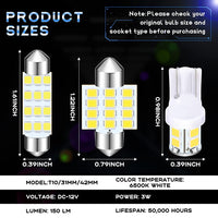 ZIBUYU 24pcs Car Dome Light Bulb, 3 Type of LED Dome Light Bulb T10 31 mm 42 mm LED Car Interior Decoration LED Replacement Bulb for Car Dome