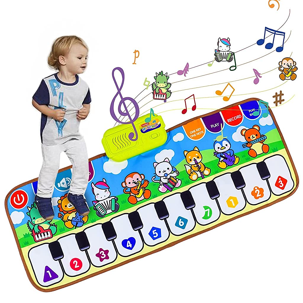 PATPAT  Kids' Piano Mat, Musical Mat Piano Keyboard Play Mat Floor Music Mat for Toddlers, Early Educational Music Toys Gift for Boys Girls 1-3 Years Old (11.8x31.5 inch)