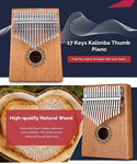 ELEPHANTBOAT  Kalimba 17 Keys, Mahogany & Mineral Steel Rods Portable Thumb Piano with Learning Book, Tune Hammer, Cloth Bag, Sticker, Bilingual Instruction, Musical Instrument Gifts for Women