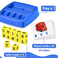 PATPAT  Flash Cards for Kids,Educational Toys for Kids Early Learning Maths Games Flash Cards Matching Letter Game Kid Gmaes Toys for 3-8 Year Old (First Edition-Blue)