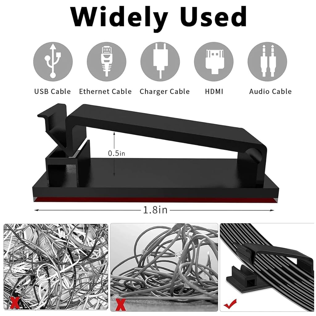 HASTHIP® 152Pcs Cable Management Kit with 4 Cable Sleeve, 11 Silicone Cable Holder 10+2 Roll Cable Organiser Straps 15 Self Adhesive Cable Clips Holder 10 Large Cord Clips&100 Wire Organizer Ties (152Pcs)