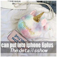 STHIRA® Plush Stuffed Unicorn Crossbody Purse Rainbow Multicolored Shoulder Bag Girls Gifts