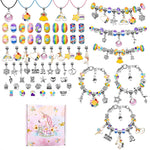 PATPAT 63pcs DIY Charm Bracelets Kit with Gift Box, Jewelry Making Kit with Bracelet Beads, Jewelry Charms, Necklace Jewelry Making and DIY Crafts for Kids Girls-Colorful