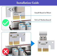 Verilux® VER010-X PCIE Riser, PCIE Cable 6 Pin 1X to 16X Powered 8 Capacitors Pcie Riser Adapter Card & USB 3.0 Extension Cable GPU Riser Adapter-Mining Bitcoin, Ethereum ETH Zcash ZEC Monero XMR