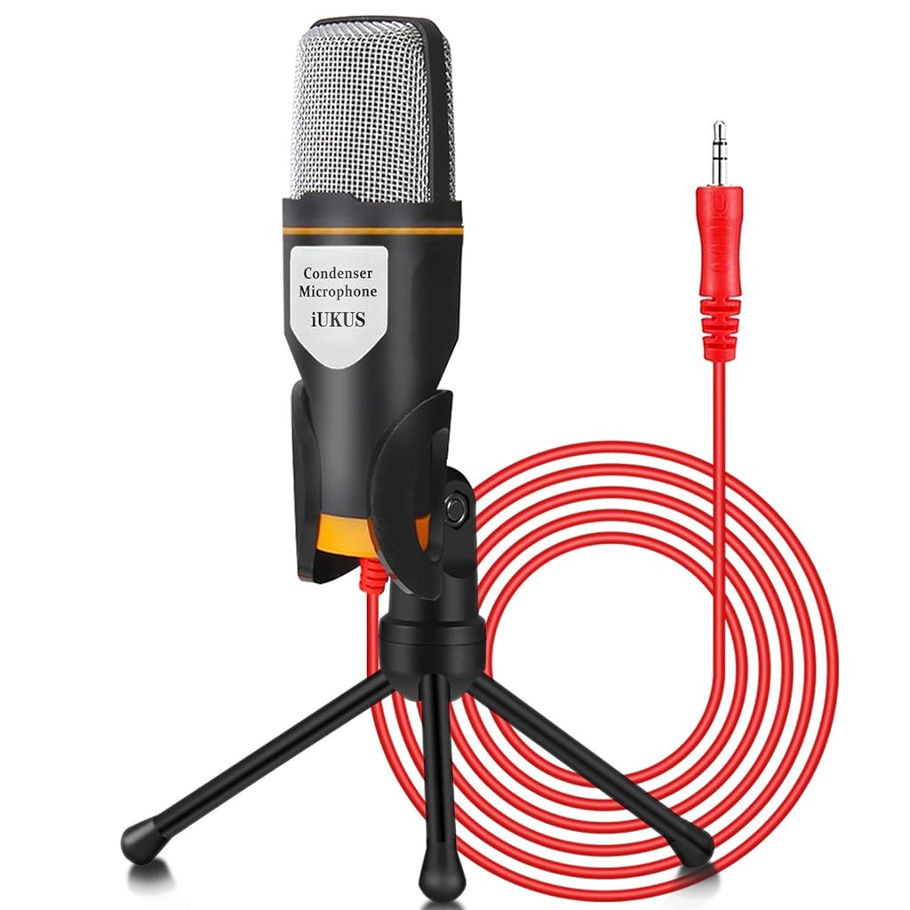 ZORBES Mic for Singing, PC Microphone with Mic Stand, Professional Wired Condenser Microphone with Stand, Mic for Youtube Video Recording, Plug and Play 3.5mm Jack Compatible PC, Laptop, iPhone, Mac-Recorder
