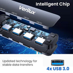 Verilux® USB Hub 3.0 for PC Type C Hub 4 in 1 High Speed 3.0 Multi USB Port for Laptop 5Gbs Transfer Speed USB Extender Multiple USB Connector for MacBook Air/Pro M1/M2, iPad Pro, Dell, Samsung Galaxy
