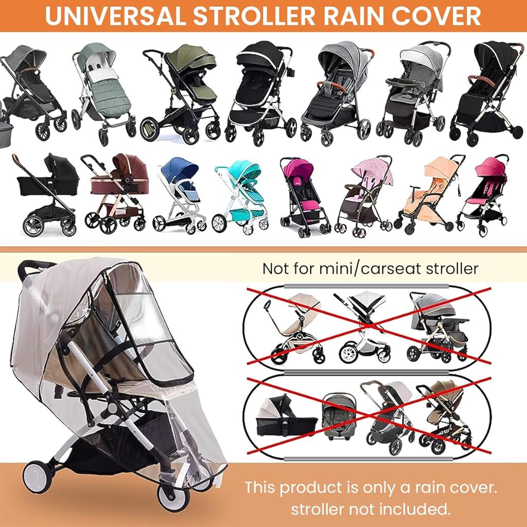 SNOWIE SOFT® Baby Stroller Rain Cover Universal Waterproof Windproof Rainproof Stroller Cover for Winter with Open Window, Baby Stroller Cover Protect from Sun Dust Snow, EVA Stroller Accessories