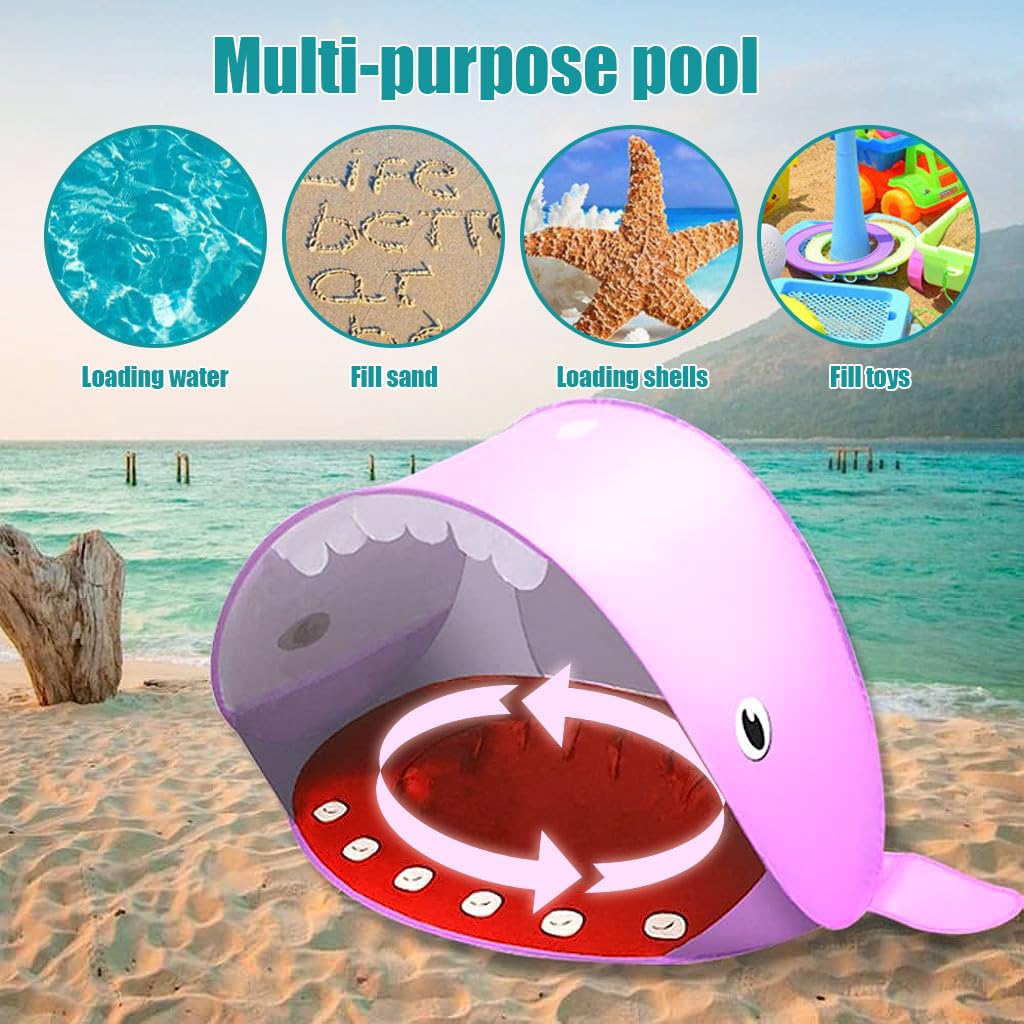 PATPAT® Pink Shark Tent House for Kids, UV Protection Kids Tent House for Girls with Storage Bag, Beach Play Tent House for Baby, Play House for Kids Ideal Gift, Doll House for Girls Baby Tent House