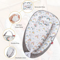 SNOWIE SOFT® Baby Bed Baby Floor Bed with Pillow Soft Breathable Cotton Baby Sleeping Bed Detachable Cover Portable New Born Baby Bed Baby Nest for 0-2 Years