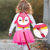 SNOWIE SOFT® Cute Toddler Backpack with Detachable Safety Leash Anti Lost Kids Travel Backpack for Toddlers Cartoon Penguin Backpack Toddler Backpack for Girls Boys (Pink)