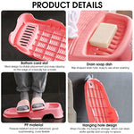 HASTHIP  Washboard for Washing Clothes Anti-Slip Hand Wash Board with Soap Holder Clothes scrubbing tub Pad Hangable Laundry Board for Underwear Kid Clothes 44 * 21cm (Pink)