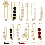 SANNIDHI  15 Pieces Sweater Clips Heavy Duty Safety Pins Faux White Pearl Brooch Pins Dress Clip Hat Shawl Pin Rhinestone Enamel Pins Decorative Cute Pins for Women Girls Dressing Decoration