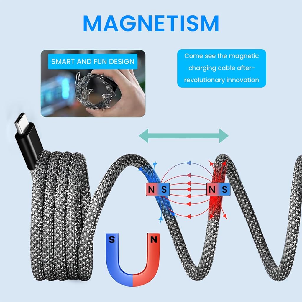 Verilux® Type C to Type C Cable for iPhone 15, 3.3Ft Magnetic USB Type C Cable with E-mark Chip, 100W Fast Charging Cable Support Data Sync, Compatible with iPhone 15/ iPad/MacBook/Samsung Galaxy