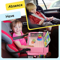 SNOWIE SOFT® Car Seat Tray for Kids Painting Playing Eating with Storage Pocket, Kids Travel Tray for Road Trip, Car, Stroller, Airplane, Carseat Trays Accessories, Toddler