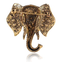 SANNIDHI Creative Elephant Brooch Pins for Robe/Gown/Shawl,Heavy Duty Zinc Alloy Unisex Vintage Brooch for Women Men-Golden