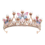 PALAY  Crystal Tiara Crown Pearl Princess Costume Crown Headband Flower Pageant Handmade Hair Accessories Cosplay,Birthday,Celebration for Girl Women