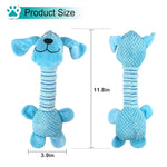 Qpets® Plush Dog Toys with Long Neck Interactive Dog Squeaky Toys Durable Chew Toys for Teeth Cleaning Long Stuffed Animals Dog Training Toys Dog Soft Toy for Puppy Small Dogs (Blue Dog)