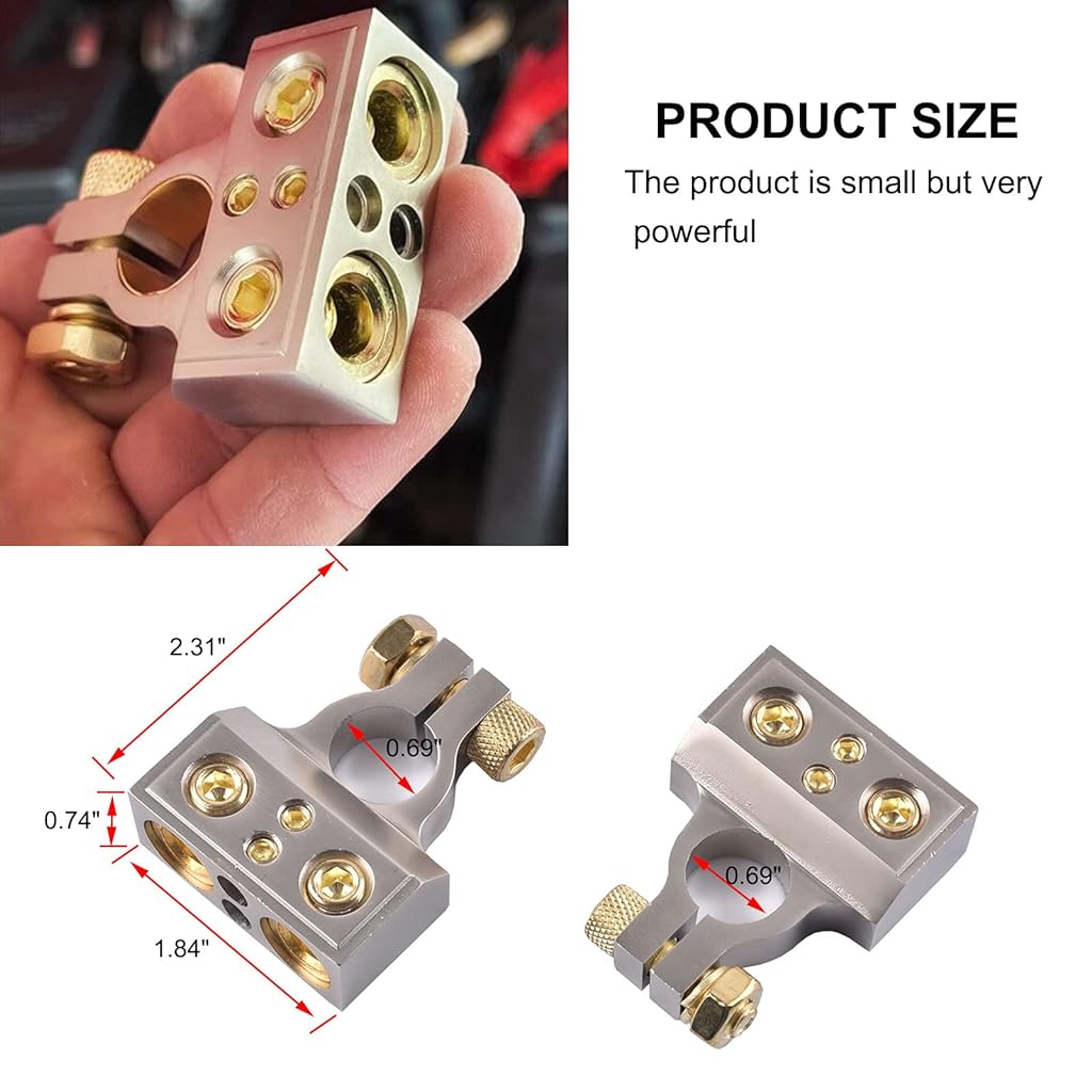 ZIBUYU® Car Battery Terminal Connectors with Cover, 0/2/4/6/8 AWG Battery Terminals Heavy Duty Car Battery Terminal, Top Post Multiple Battery Terminal, with 2 Shims, 2 Protector Cover