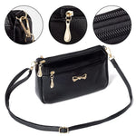 PALAY Small Women's Crossbody Bags Soft PU Leather Wristlet Clutch Shoulder Bag with Zip Pockets Includes Adjustable Shoulder and Wrist Straps (Black)