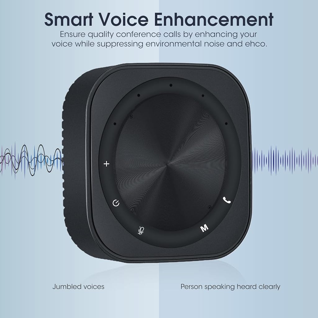 Verilux Conference Speaker with Mic, Plug & Play Noise Cancellation Bluetooth Microphone with Speaker, Portable Wireless Bluetooth Speaker with Mic 360° Omnidirection Pickup for Skype Online Class