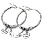 ZIBUYU Best Friends Bracelet Alloy Pendent Bracelet BFF Bracelet for Girls Girlfriends Bracelet Girlfriend Love Sisters Bracelet,Girls Gift Bracelet,Graduation Gifts, One Pair