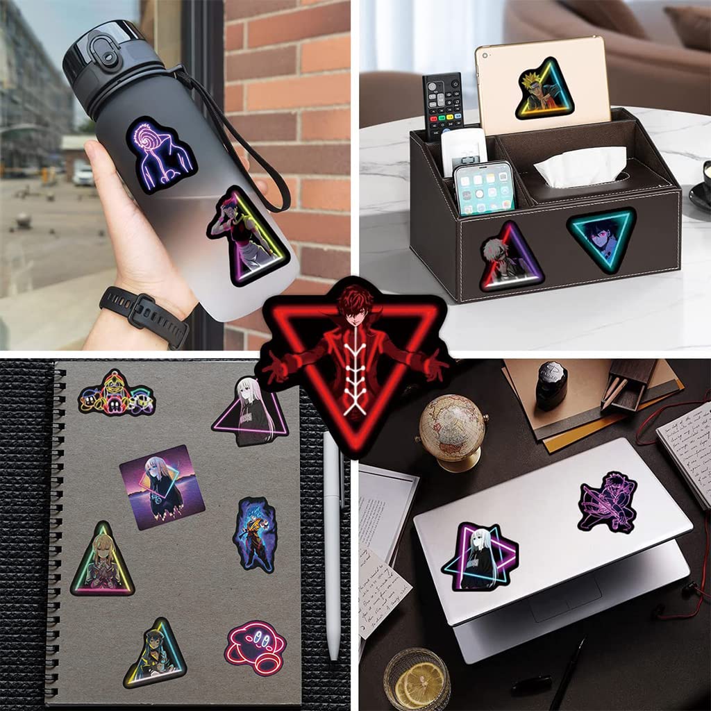 HASTHIP 50Pcs Anime Stickers Laptop Stickers, Mixed Neon Sign Stickers Aesthetic Water Bottle Stickers Cute Stickers Vinyl Stickers Wall Room Decoration, Gifts for Teen Girls