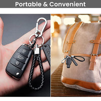 GUSTAVE Keychain Anti Lost Car Keychain with Phone Number Pendant Universal Car Keychain Heavy Duty Alloy Car Keychain with Woven Hand Strap