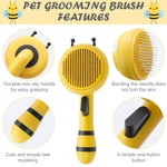 Qpets® Grooming Brush for Dogs and Cats Slicker Hair Brush Honey Bee Design Remove Mat Shedding Brush for Cats & Dogs Gently Massage Hair Comb for Dogs Pet Grooming Comb for Dog