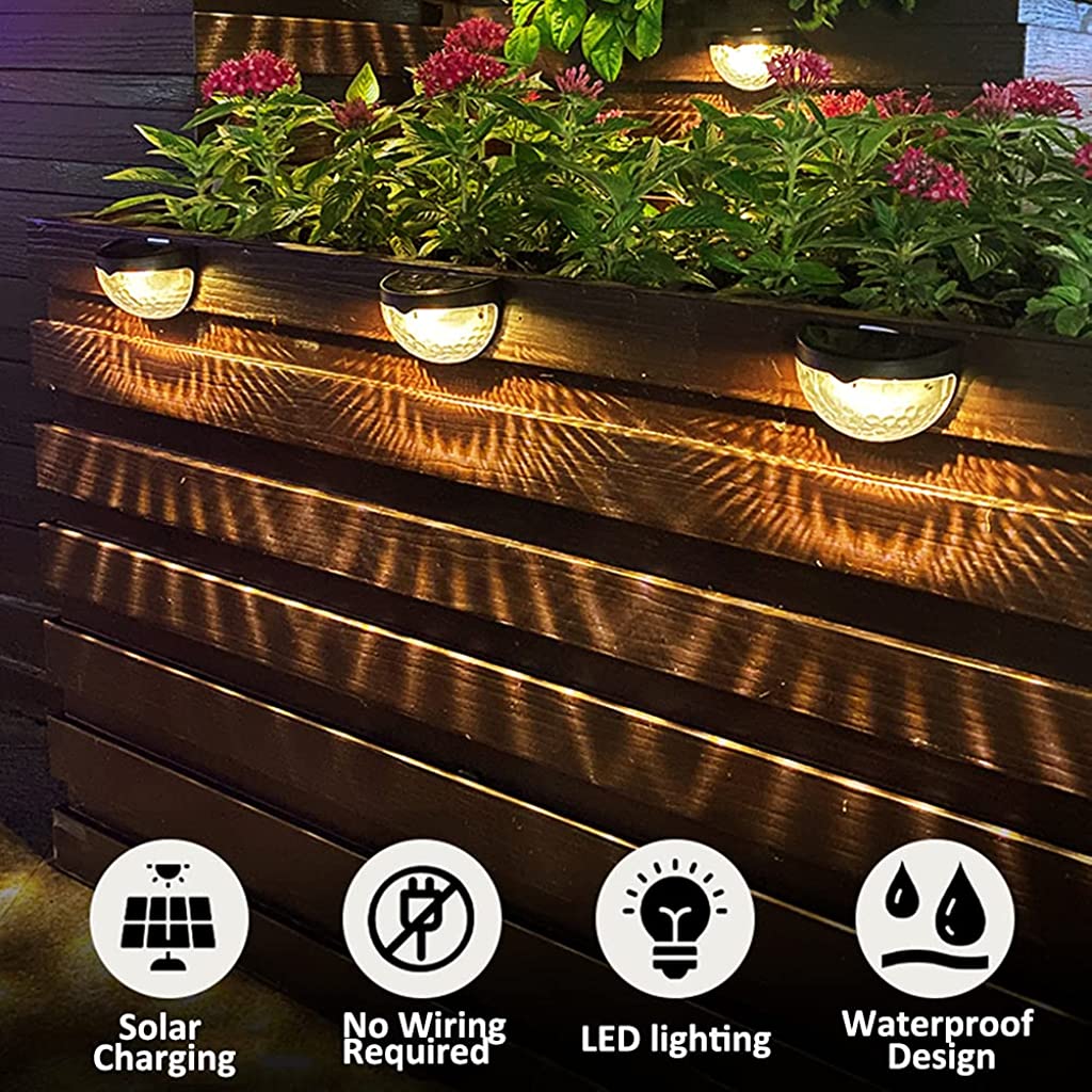 ELEPHANTBOAT Solar Light for Home 2 PCS Wall Lamp IP65 Waterproof Led Lights for Home Decoration Solar Garden LED Lights for Home Wall Deck Steps Patio Walkway Garden Solar Wall Light