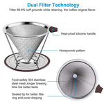 HASTHIP  Filter Coffee Maker 800 Mesh with Handle Pour Over Coffee Filter Stainless Steel V60 Coffee Dripper 100% Paperless Maker Honeycomb Cup Cafe Keeping Nature Coffee Flavour Easy To Use And Clean