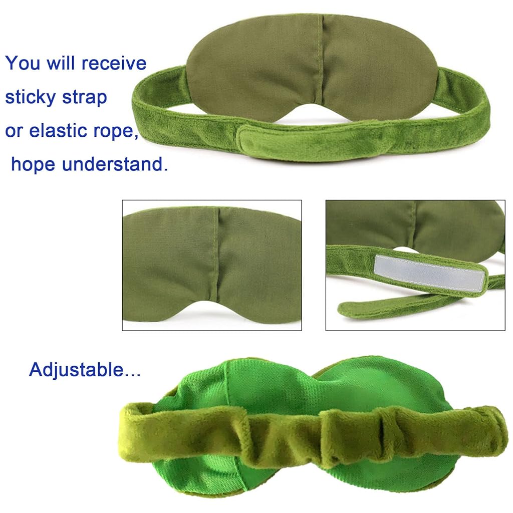 ZIBUYU Eye Mask for Sleeping Men and Women 3D Frog Cartoon Design Eye Cover for Sleep Fluff Blindfold for Game Night Eye Mask for Sleep, Women and Men (Green) - 1