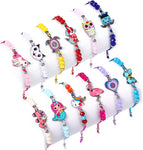 PALAY 12Pcs Women Girl Unicorn Owl Woven Friendship Value Set Kids Party Favor Adjustable Bracelet, One Size, Multicolor