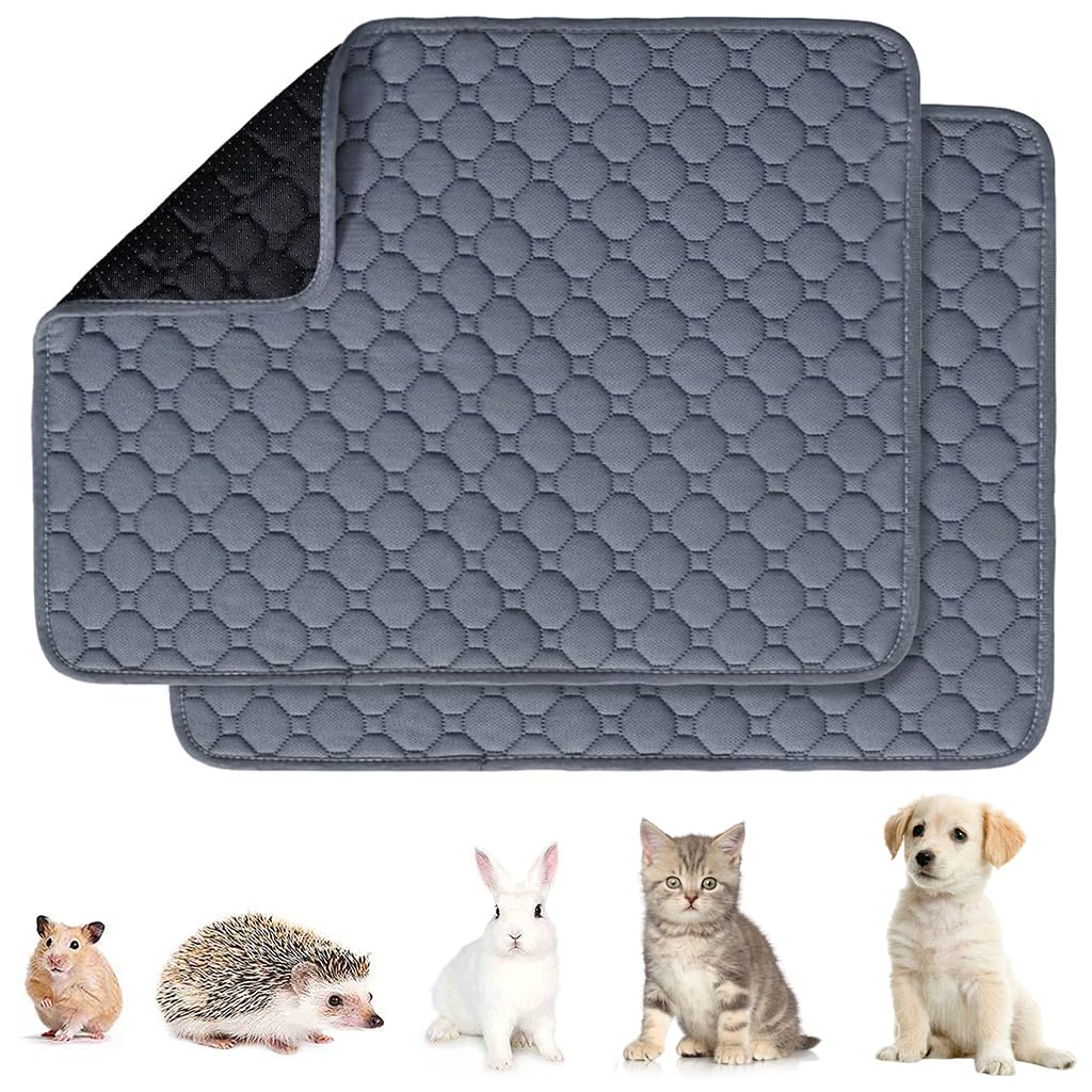 Qpets® 2PCS Pee Pads for Dogs Reusable&Washable, Non slip Puppy Training Pad, Pet Cage Liner, Absorbency Toilet Mat for Cats, Guinea Pig, Hamsters, Chinchillas, Rabbit, Hedgehog(50 x 30cm)