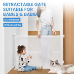 SNOWIE SOFT® Retractable Baby Safety Gate Fence with Double Lock, Staircase Gate Baby Safety, Door Gate Barrier for Babies Toddler, Dogs, Cats Pet in Balcony, Bedroom, Living Room, Doorway 33