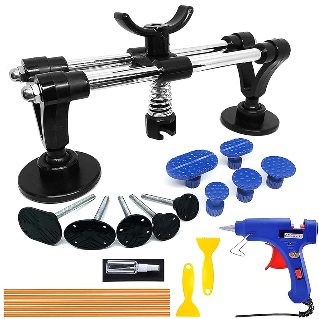 STHIRA® Car Dent Repair Kit, Car Dent Puller with Double Pole Bridge Dent Puller, Glue Puller Tabs, Glue Shovel for Auto Dent Removal,Minor dents, Door Dings and Hail Damage