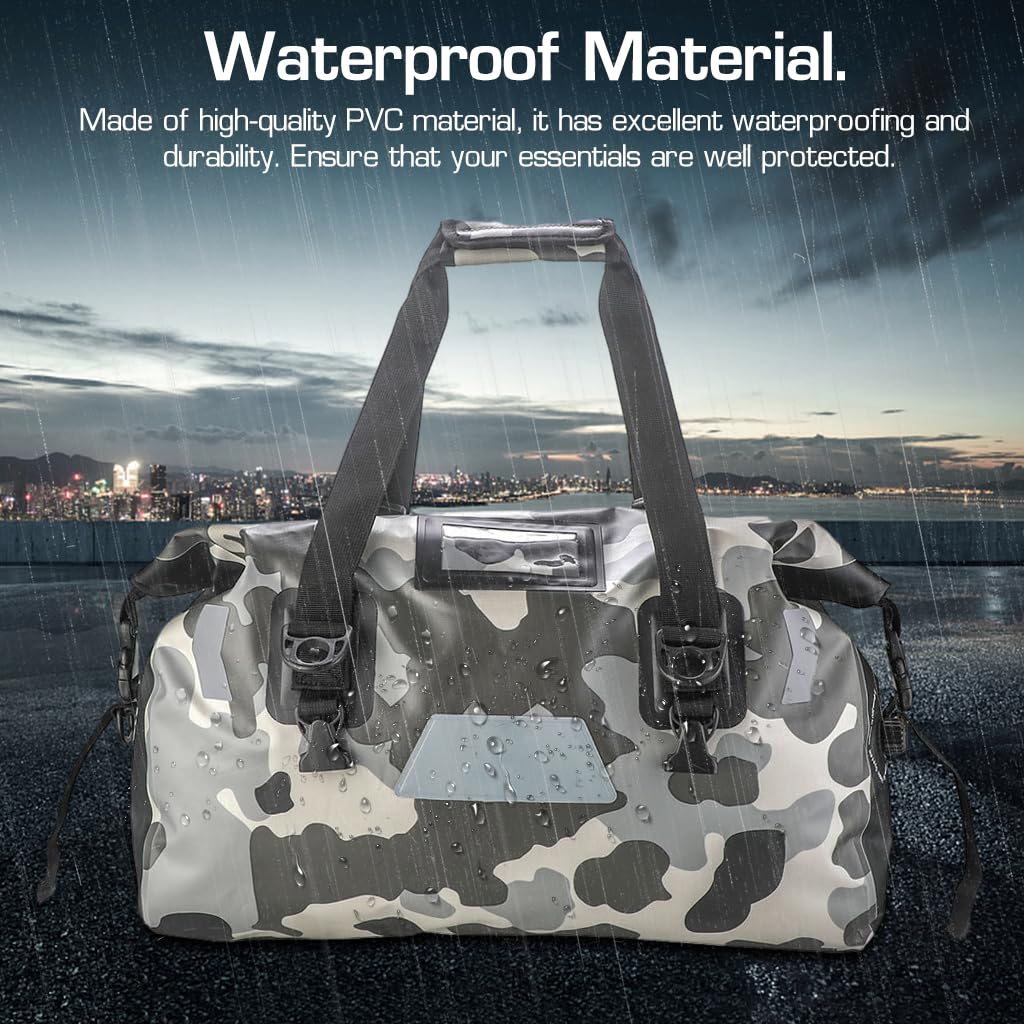 STHIRA Motorcycle Tail Bag Motorcycle Saddlebag Large 46L 500D Waterproof PVC Duffle Bag Travel Luggage Bag with Detachable Shoulder Strap Motorcycle Tail Bag for Motorcycle Road Trips
