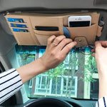 STHIRA PU Leather Multi-Function Car Space Sun Visor Organizer Hanging Phone Storage Pouch Holde (Black)