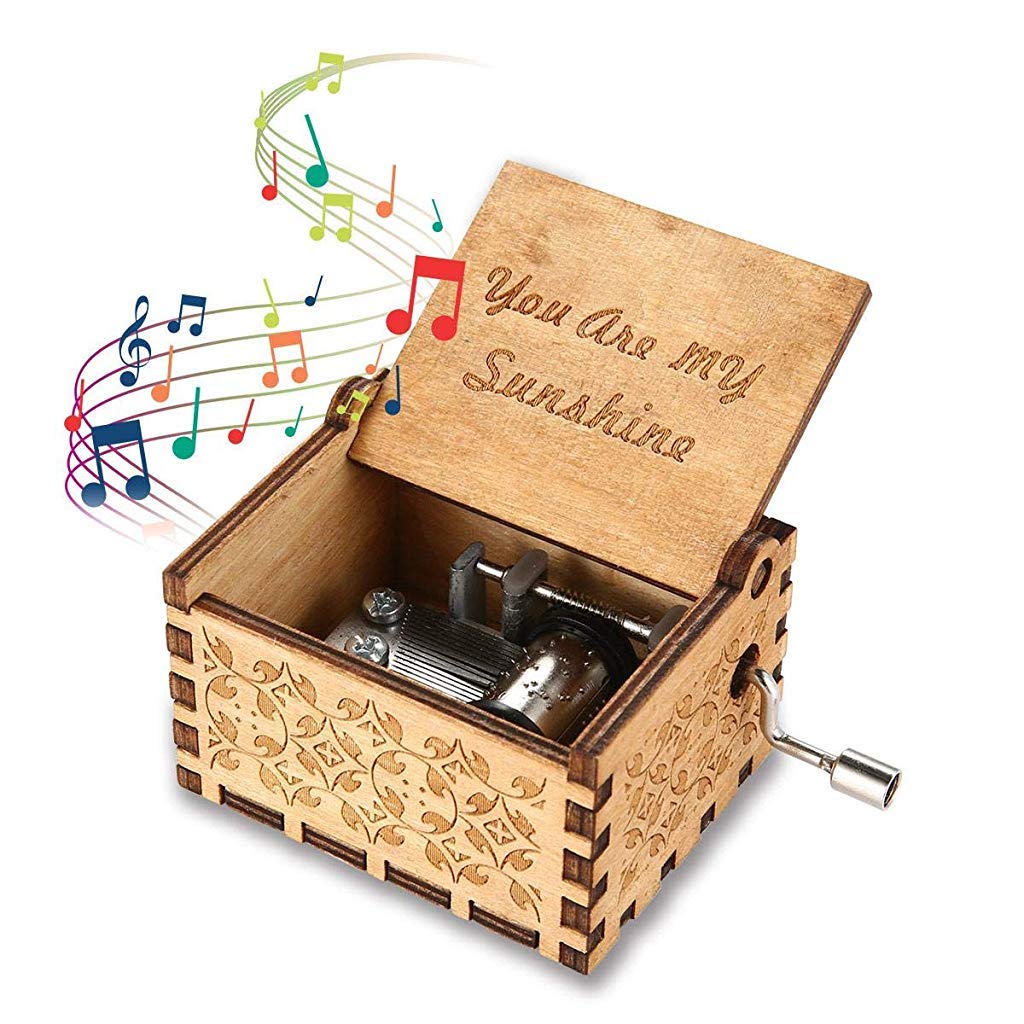 PATPAT  Wood Music Box, Wooden Classic Music Box with Hand Crank Birthday Gifts for Girls Boys Diwali Gifts for Kids Friends Family -You are My Sunshine