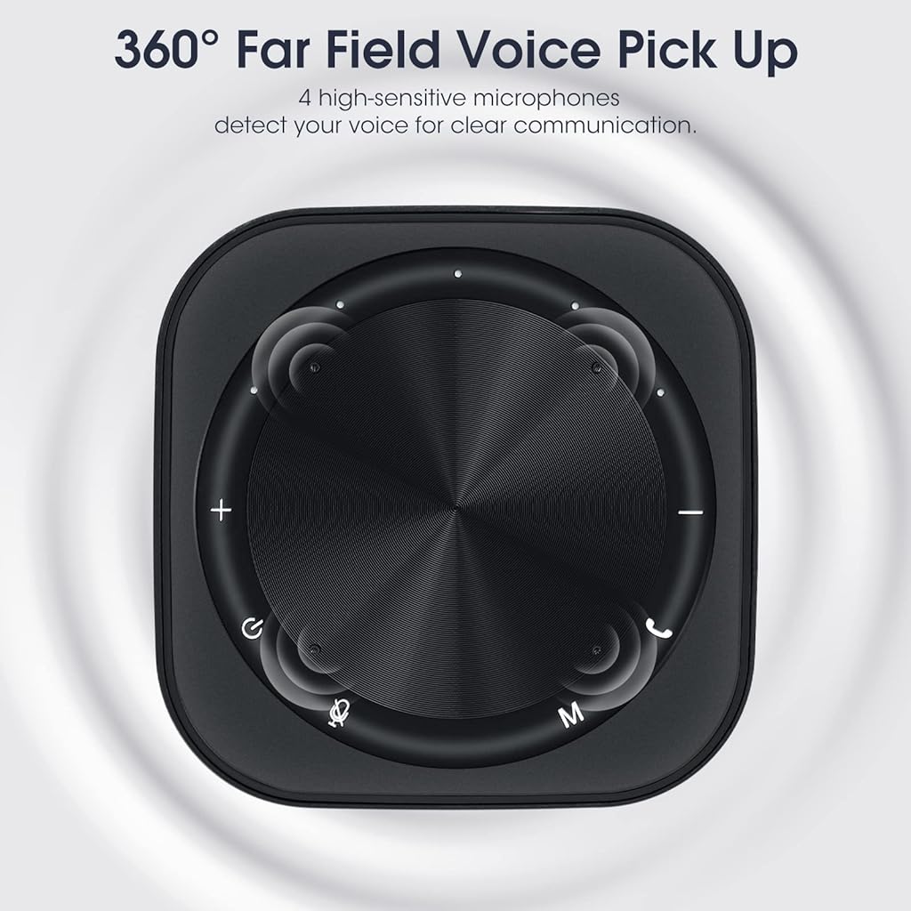 Verilux Conference Speaker with Mic, Plug & Play Noise Cancellation Bluetooth Microphone with Speaker, Portable Wireless Bluetooth Speaker with Mic 360° Omnidirection Pickup for Skype Online Class