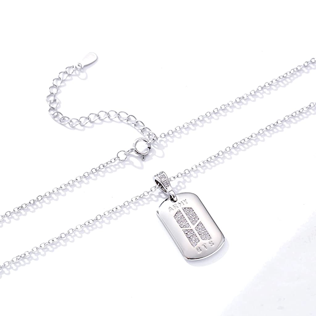 SANNIDHI Bts Bangtan Boys Necklace Pendant Necklace For Women Girls Boys,Zirconia Jewelry Army Fans Gifts (D)