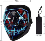 PATPAT  Halloween Light Up Mask LED Mask EL Wire Scary Mask for Halloween Festival Party ,Masquerade Cosplay Light Up Face Mask for Men Women Kids (Half Blue & Pink)