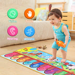 PATPAT  Musical Mat for Kids,Piano Keyboard Dance Floor Mat Carpet Animal Blanket Touch Mat Musical Toys Early Education Toys for Baby Girls Boys 1-3 Years Old(Mini Size for Hand Pressing 33.5x11.8in)