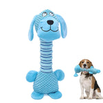 Qpets® Plush Dog Toys with Long Neck Interactive Dog Squeaky Toys Durable Chew Toys for Teeth Cleaning Long Stuffed Animals Dog Training Toys Dog Soft Toy for Puppy Small Dogs (Blue Dog)