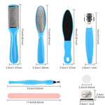 HANNEA Pedicure Tool Kit Ladies Portable Manicure Machine Foot Care 8 in 1 Professional Foot File Foot File Callus Remover Nail File Stainless Steel Foot File (Blue)