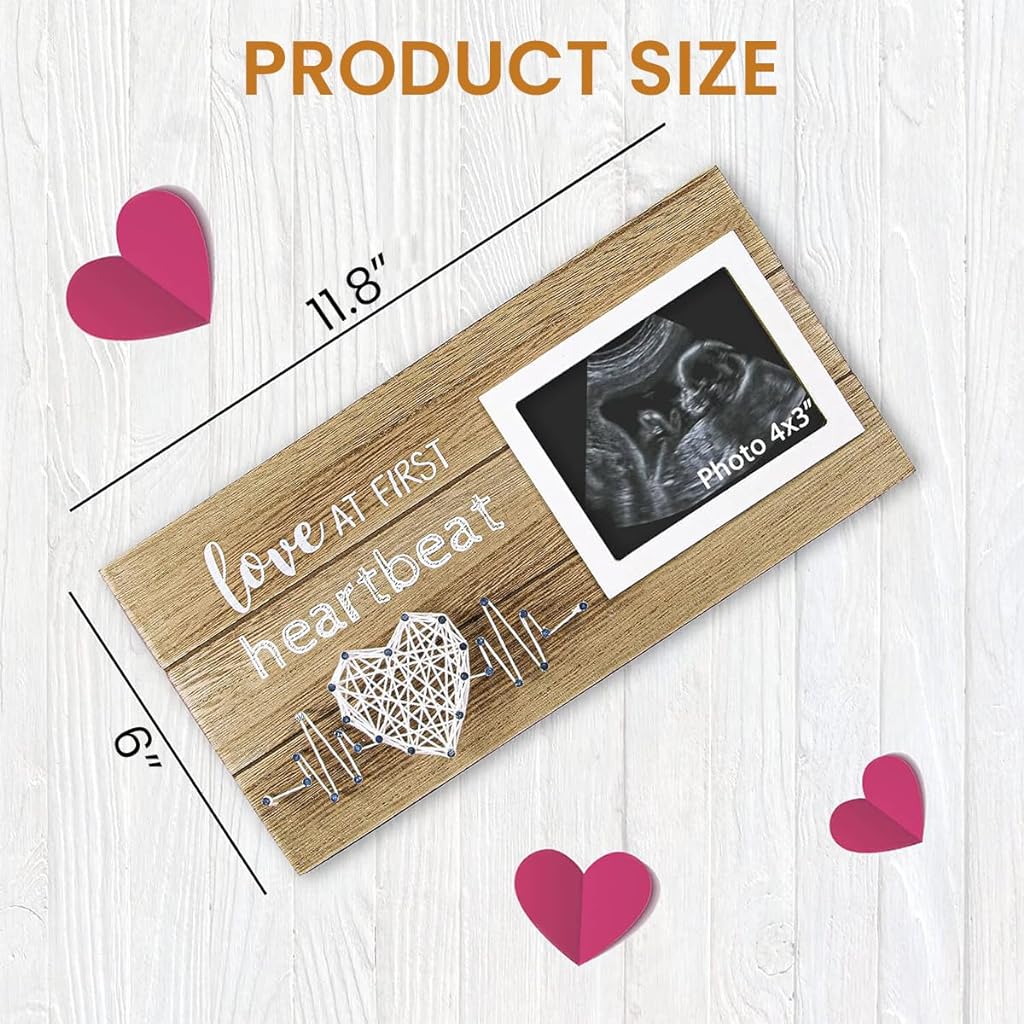 SNOWIE SOFT Baby Photo Frame Ultrasound Picture Frame Sonogram Keepsake Frame, Mothers Day Pregnancy Gifts for First Time Mom Dad, Baby Shower Gifts Baby Sonogram Wood Photo Frame New Mom Gifts Baby