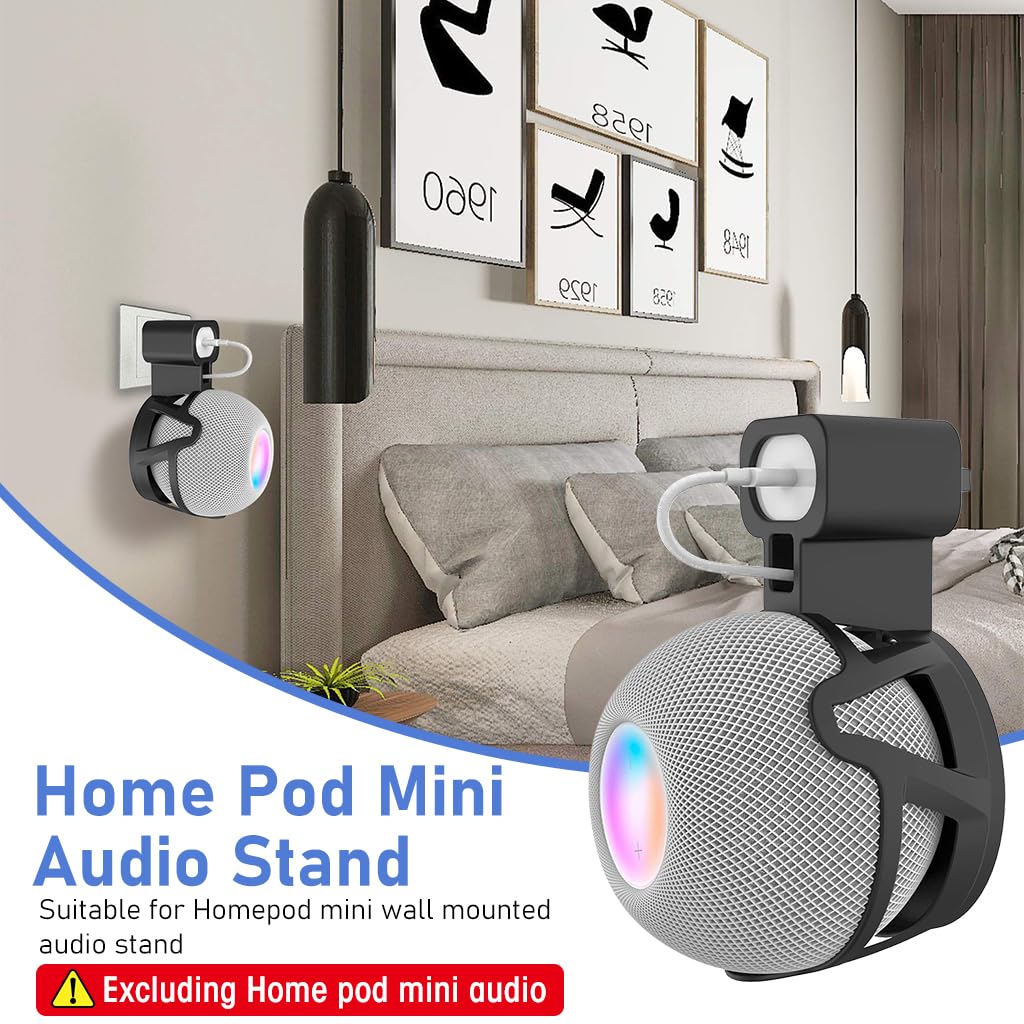 ZORBES® Wall Mounted Holder for Apple Homepod Mini Speaker Wall Mounted Holder with Cord Management Wall Holder for Power Outlet Cable Organizer for Apple Homepod, No Apple Homepod Mini, White