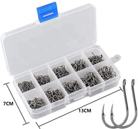 Proberos  500pcs High Carbon Steel Fishing Hooks with Plastic Box, 10 Sizes Fish Hook with Barbs for Freshwater/Seawater, 3# - 12#(50pcs/ Size)