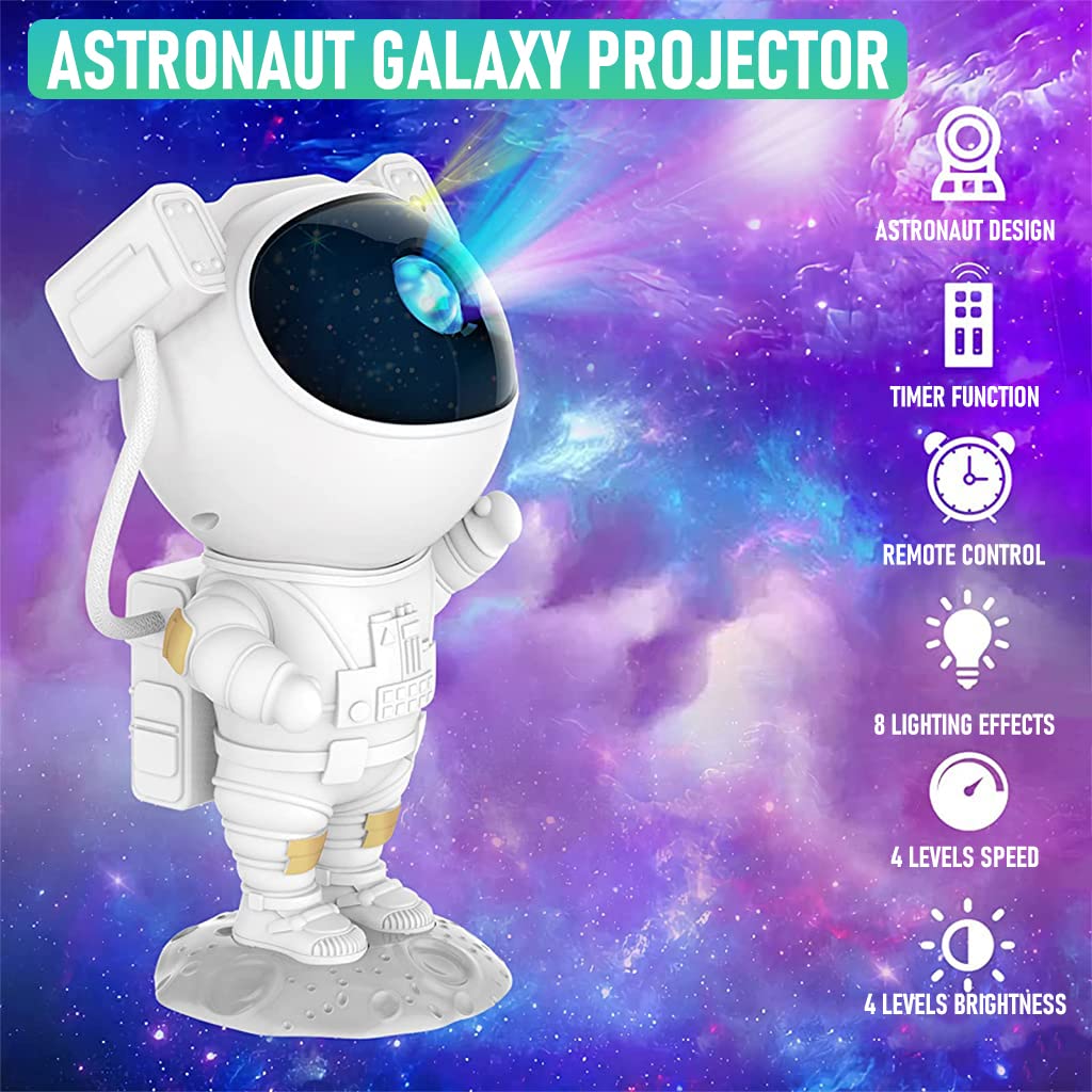 ELEPHANTBOAT Astronaut Projector Galaxy Night Light Projector Led Lamp with Remote Control 17 Modes Kids Planetarium Galaxy Projector for Bedroom with 2 Timer
