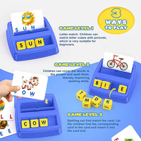 PATPAT  Flash Cards for Kids,Educational Toys for Kids Early Learning Maths Games Flash Cards Matching Letter Game Kid Gmaes Toys for 3-8 Year Old (First Edition-Blue)